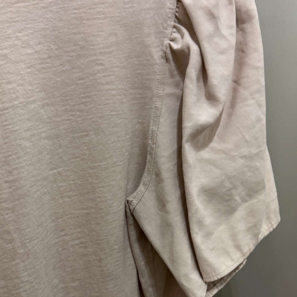 LOFT Women's Puff Sleeve Tee in Light Beige L cotton - Picture 6 of 9